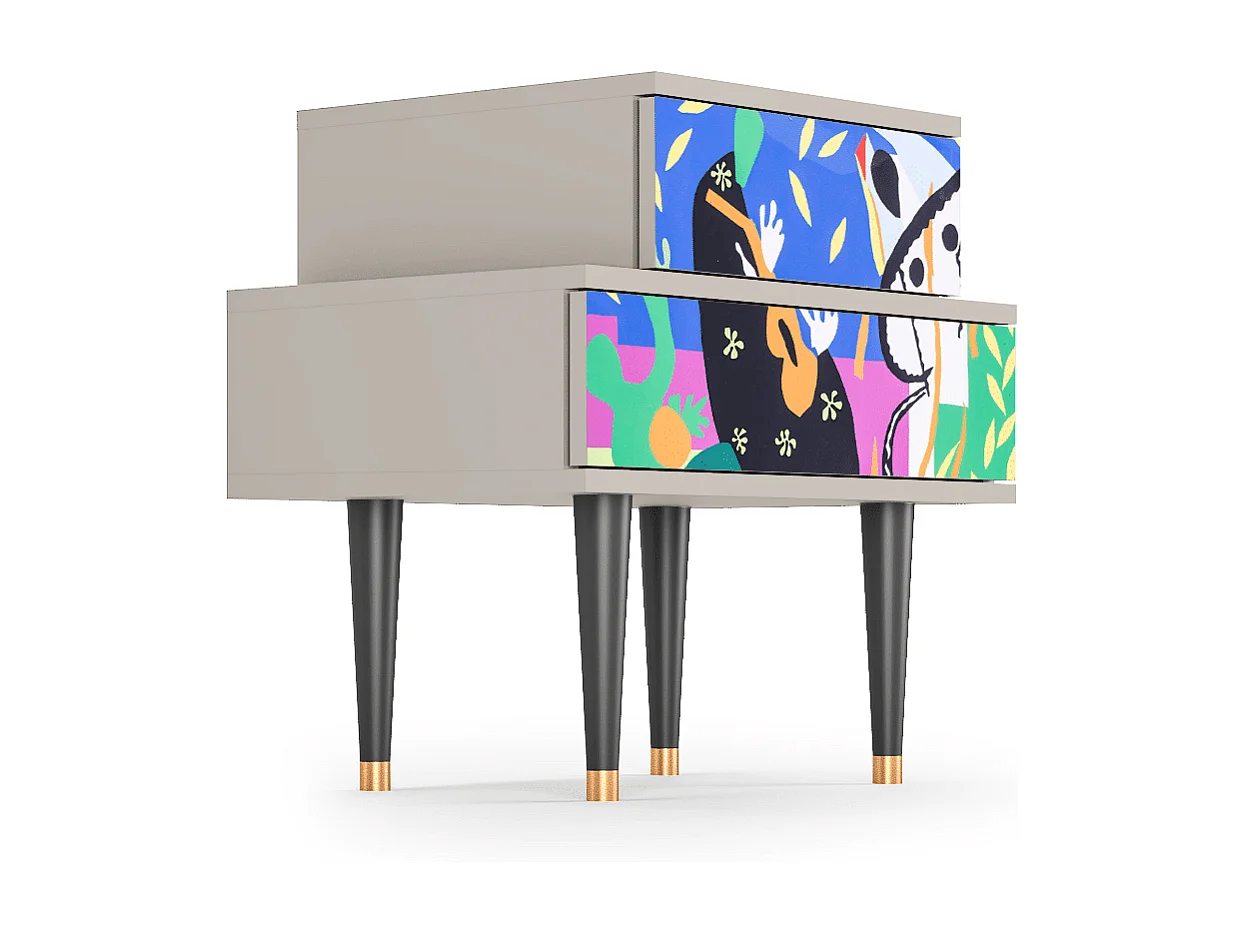 Stolik nocny - 58х58х41 cm - NS1 - La Tristesse du Roi, Piaskowy