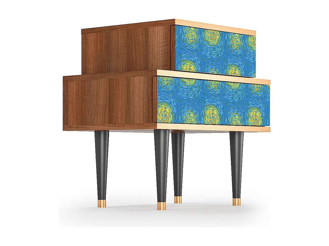 Table de nuit - 58х58х41 cm - NS1 - Van Gogh Lights, Noyer