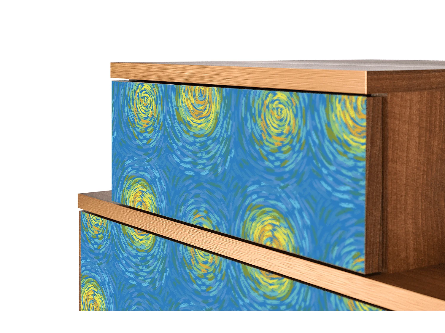 Stolik nocny - 58х58х41 cm - NS1 - Van Gogh Lights, Orzech