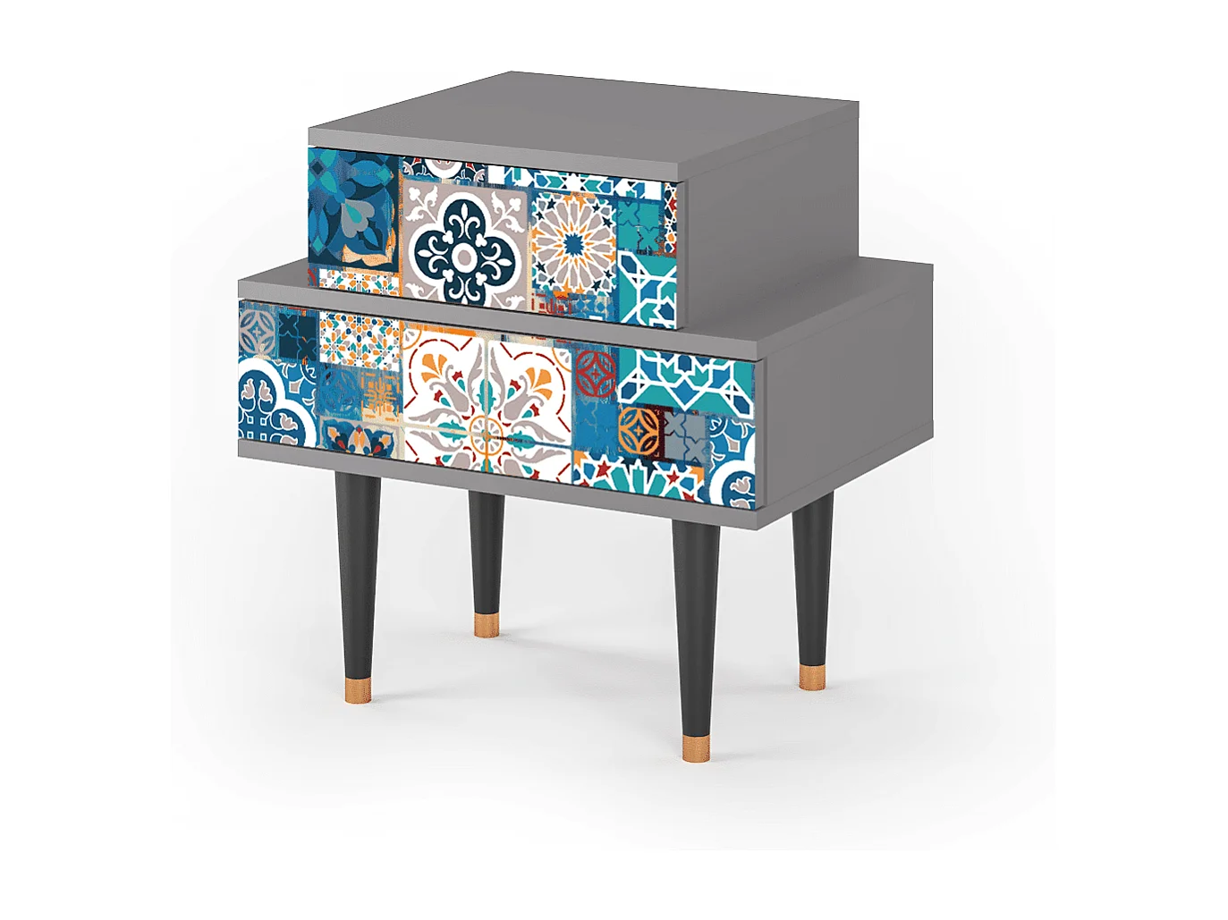 Criado-mudo - 58х58х41 cm - NS1 - Moroccan Market, Cinza