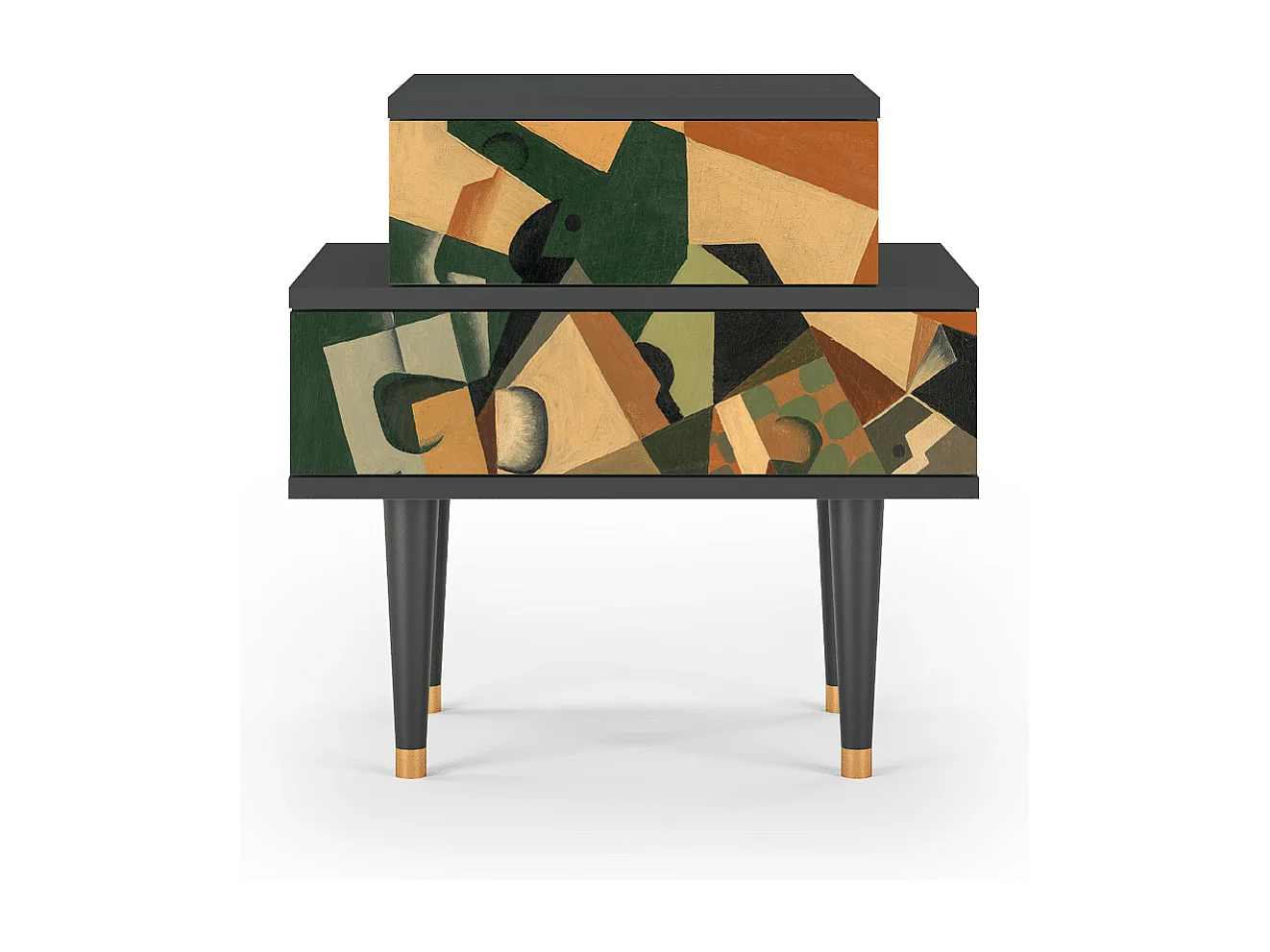 Nachttisch - 58х58х41 cm - NS1 - Glass and Checkerboard, Anthrazit