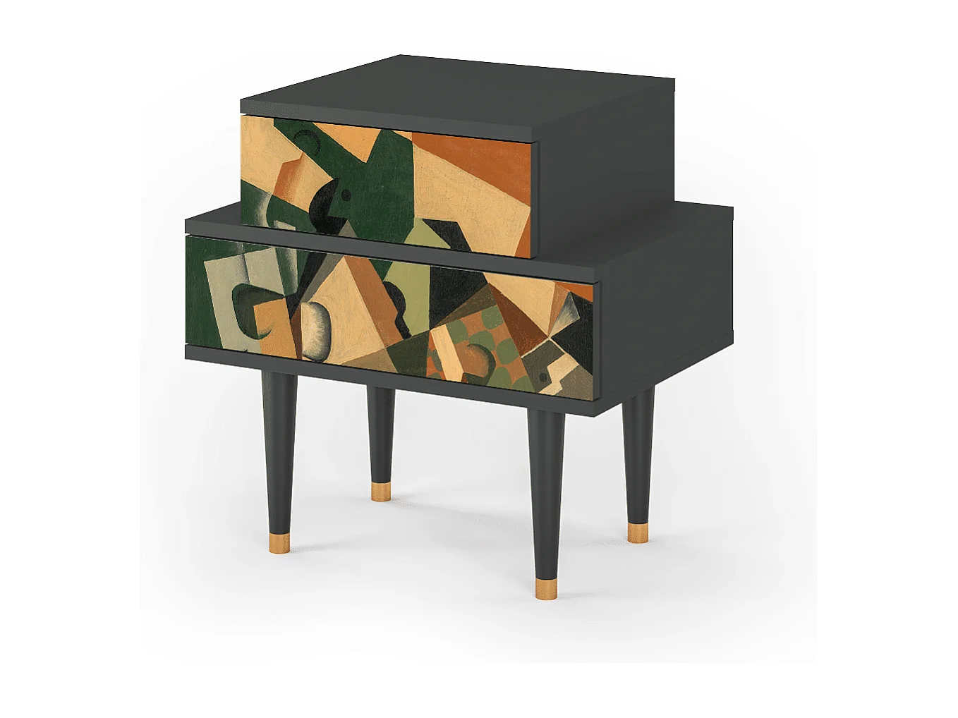 Nachttisch - 58х58х41 cm - NS1 - Glass and Checkerboard, Anthrazit