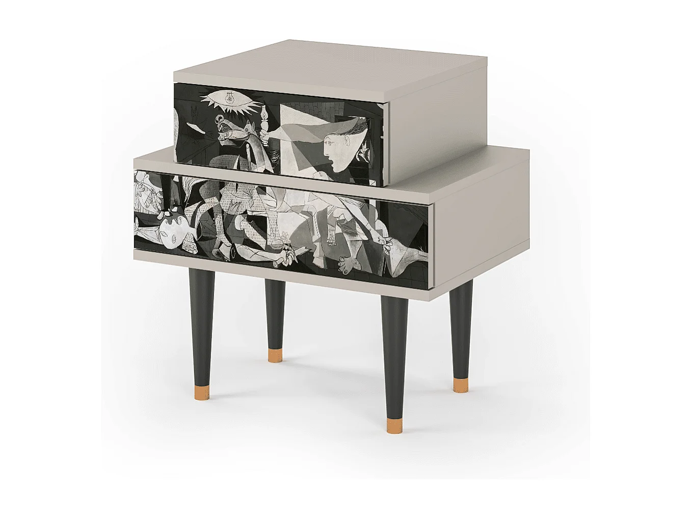 Stolik nocny - 58х58х41 cm - NS1 - Guernica by Picasso, Piaskowy