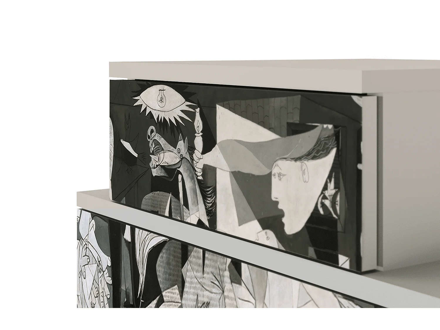 Stolik nocny - 58х58х41 cm - NS1 - Guernica by Picasso, Piaskowy