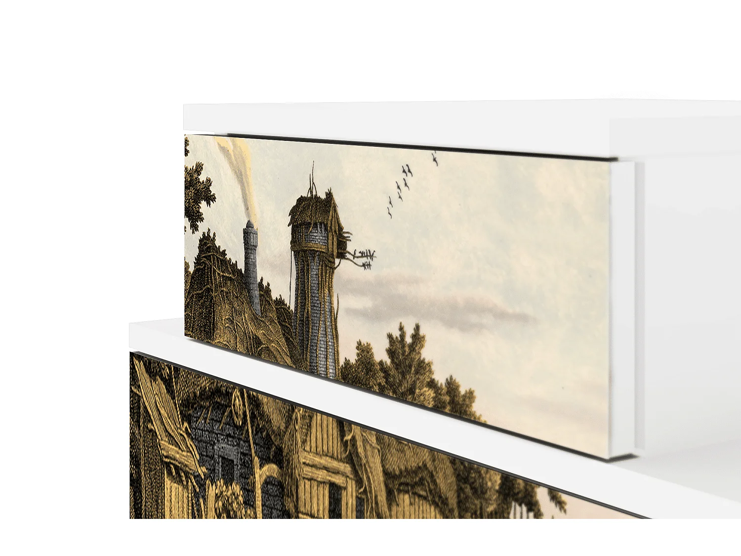 Stolik nocny - 58х58х41 cm - NS1 - Mill along a River, Biały