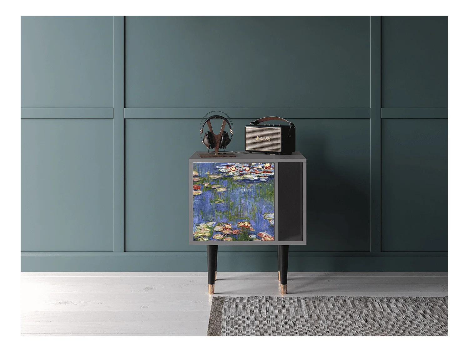 Table de nuit - 57х69х48 cm - S2 - The water lily pond  , Gris