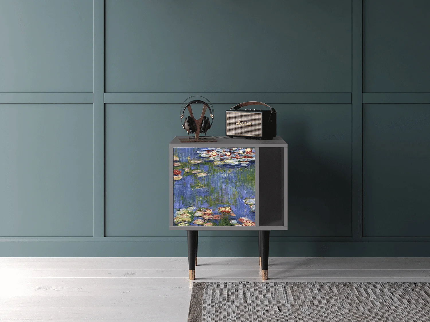 Table de nuit - 57х69х48 cm - S2 - The water lily pond  , Gris