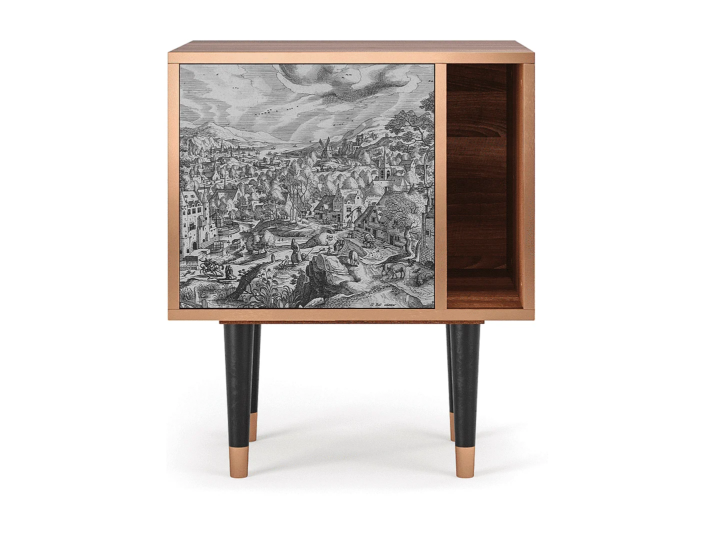 Table de nuit - 57х69х48 cm - S2 - Bird Dropping, Noyer