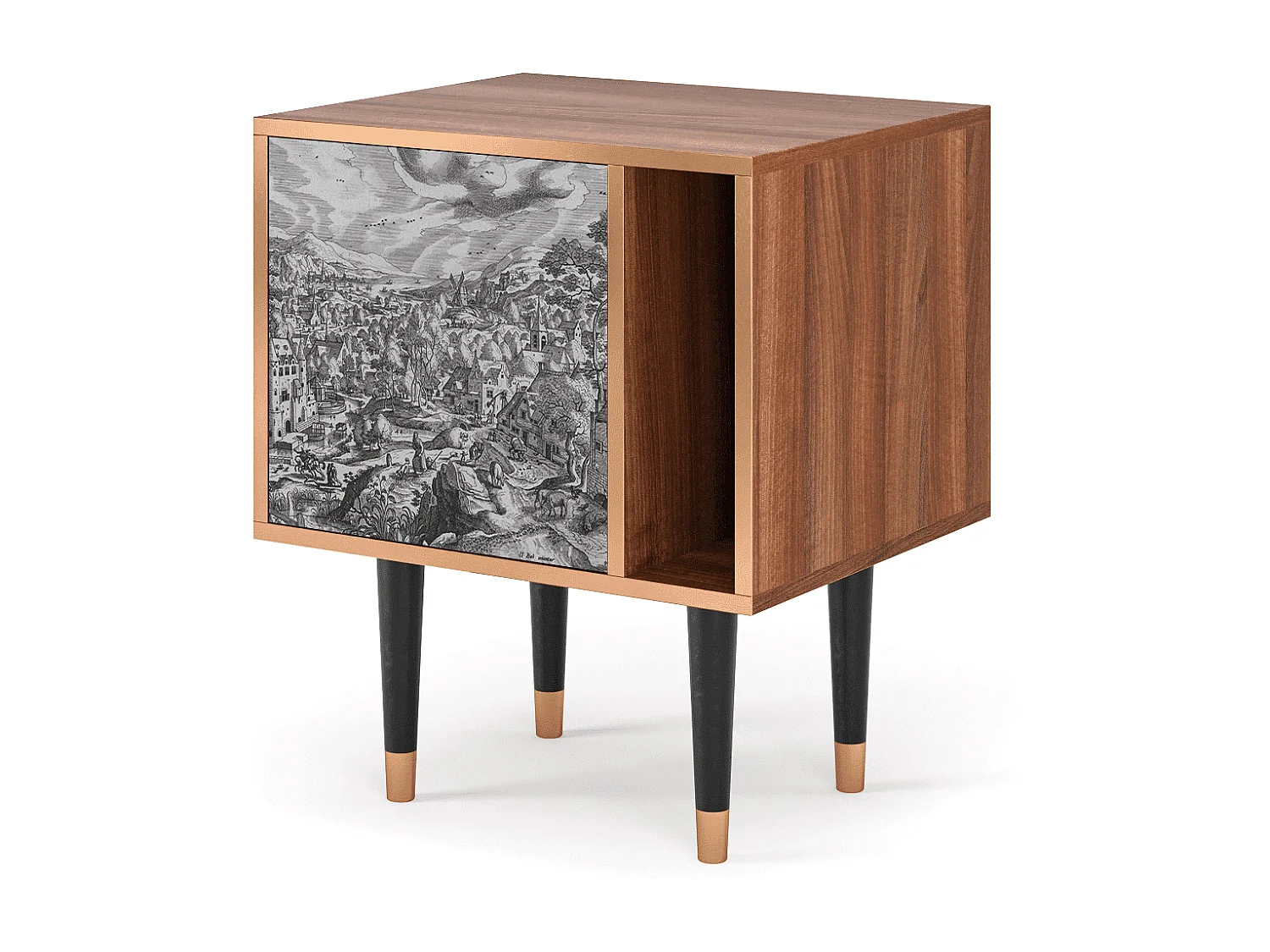 Table de nuit - 57х69х48 cm - S2 - Bird Dropping, Noyer