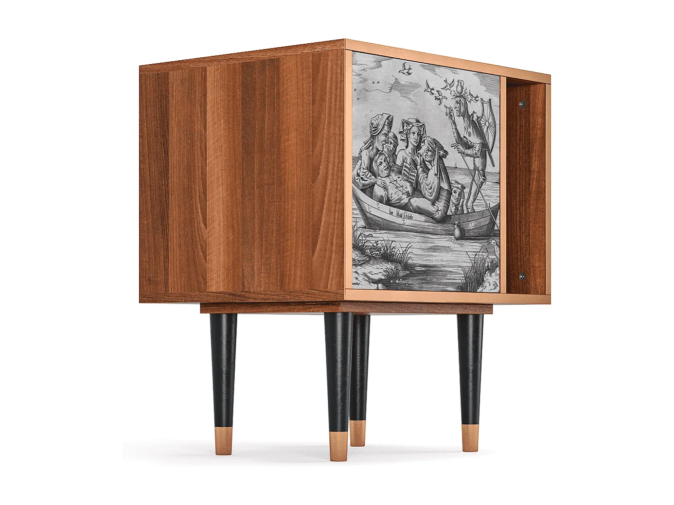 Table de nuit - 57х69х48 cm - S2 - Bird Dropping, Noyer