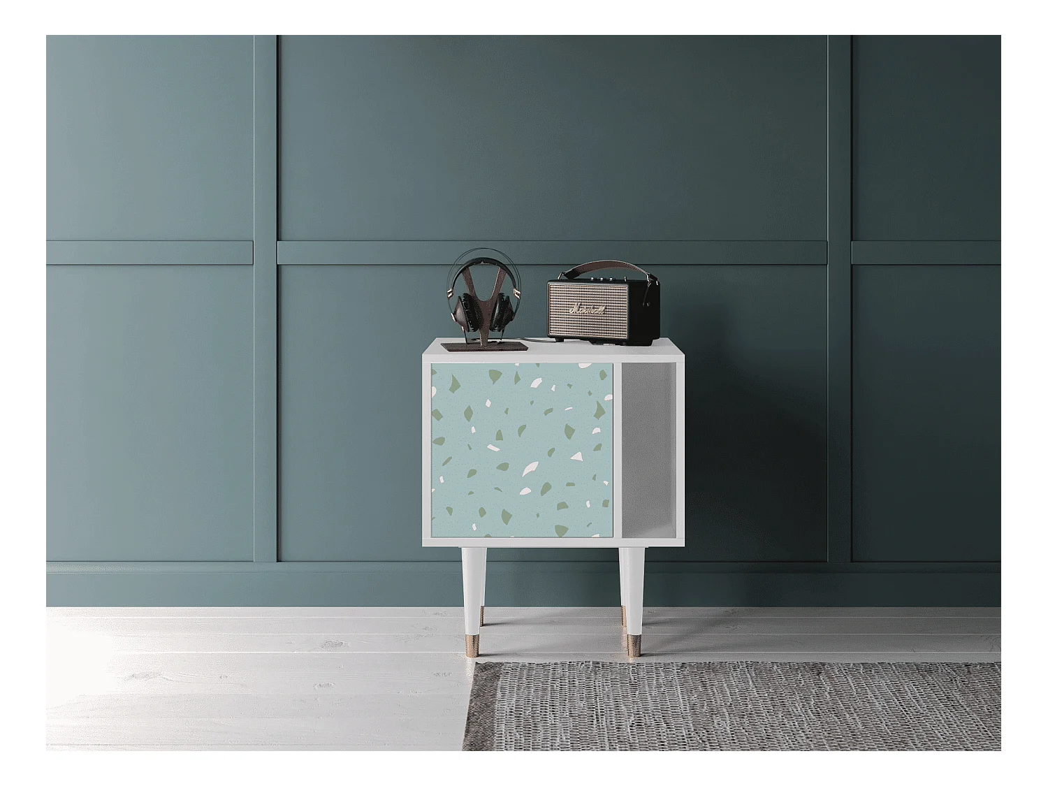 Table de nuit - 57х69х48 cm - S2 - Blue Drops, Blanc