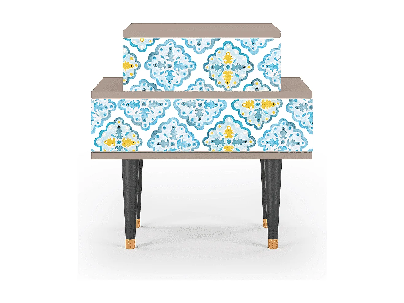 Stolik nocny - 58х58х41 cm - NS1 - Portugese tiles, Latte