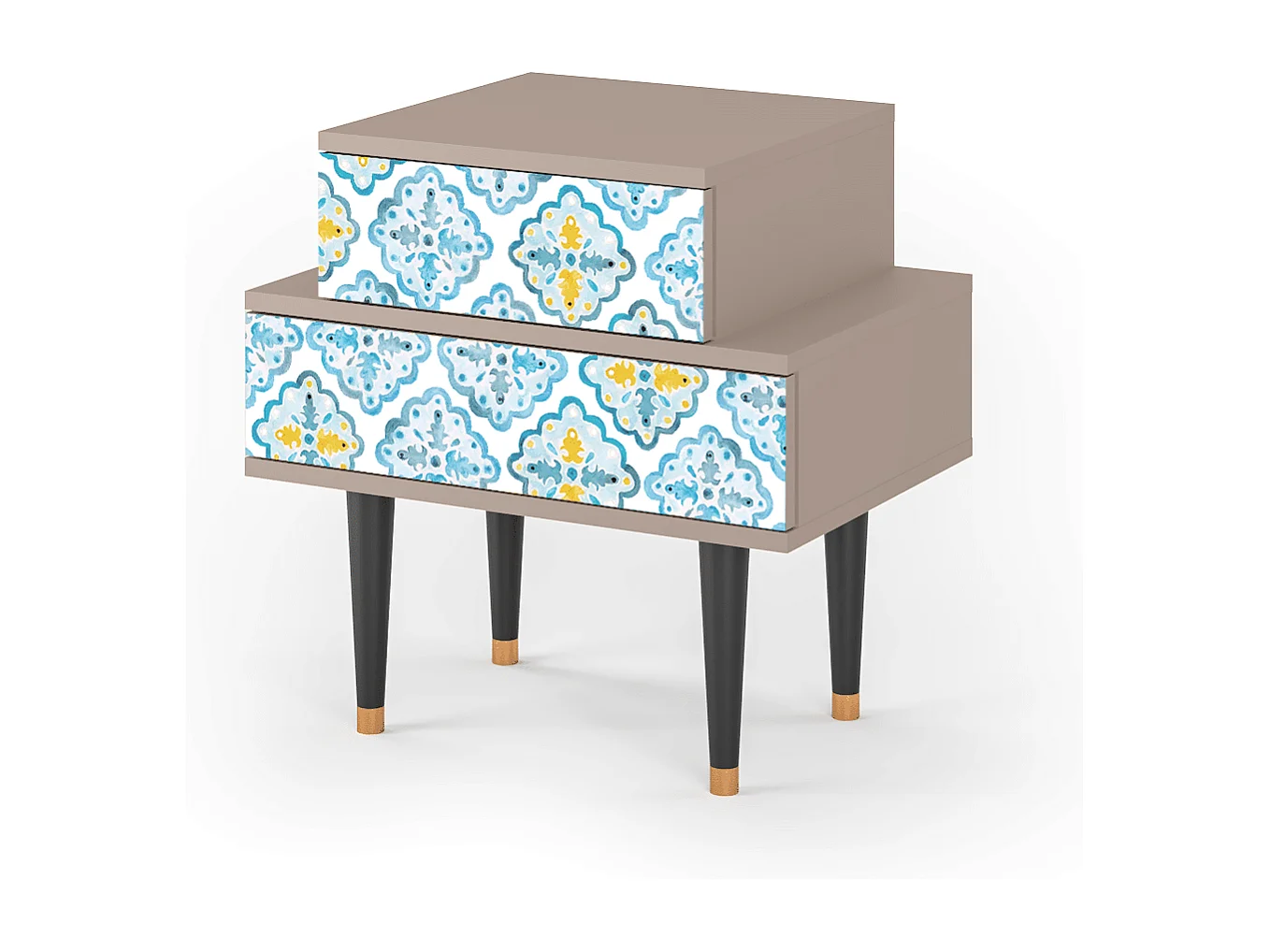 Stolik nocny - 58х58х41 cm - NS1 - Portugese tiles, Latte