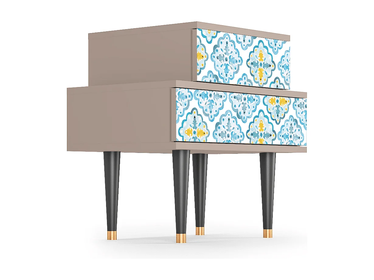 Stolik nocny - 58х58х41 cm - NS1 - Portugese tiles, Latte