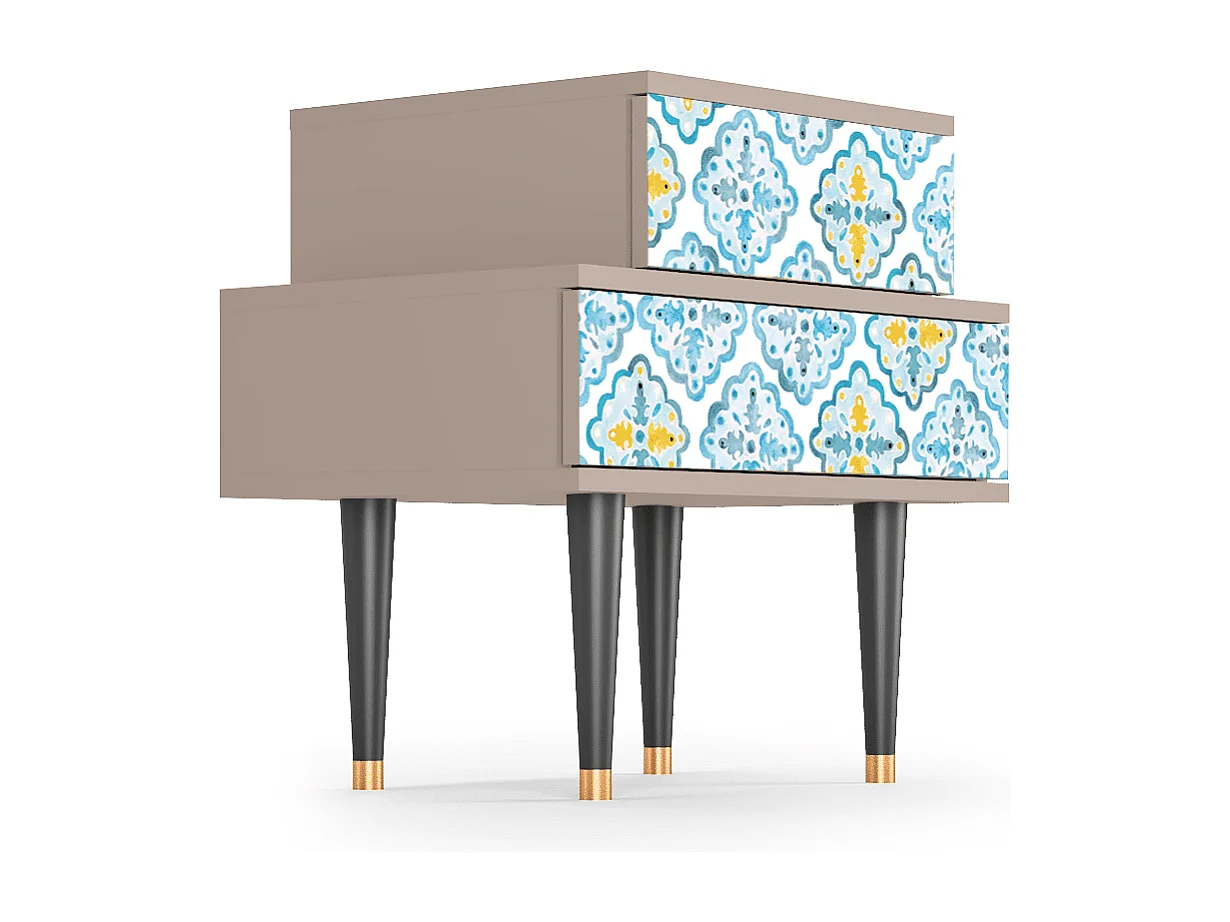 Stolik nocny - 58х58х41 cm - NS1 - Portugese tiles, Latte