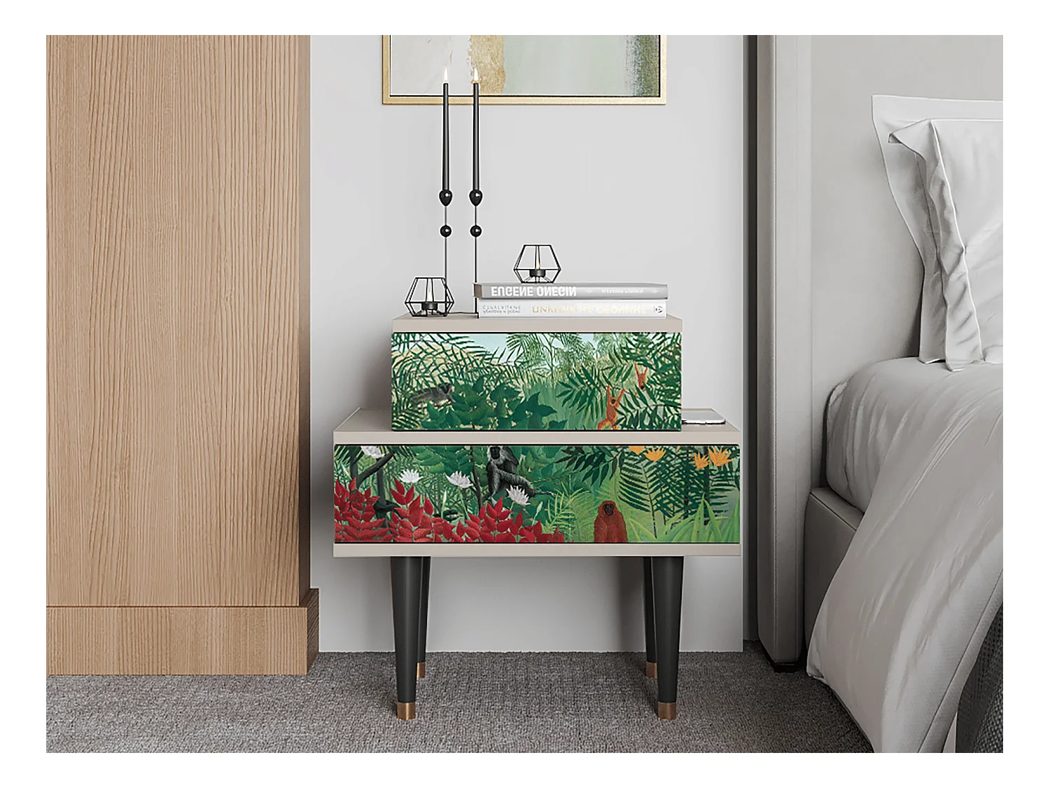Table de nuit - 58х58х41 cm - NS1 - Jungles in Paris, Sable
