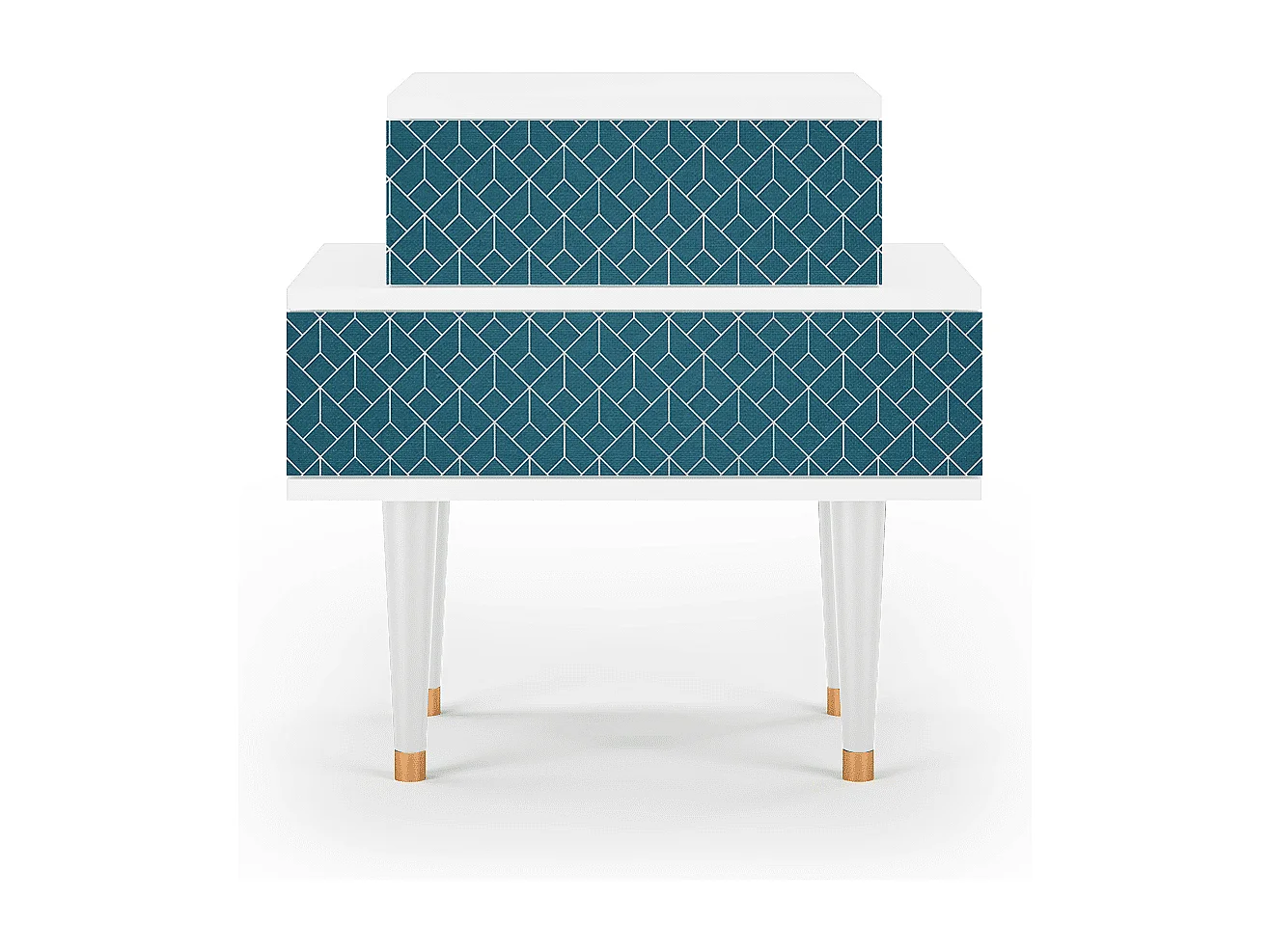 Nachttisch - 58х58х41 cm - NS1 - Turquoise Geometry, Weiß