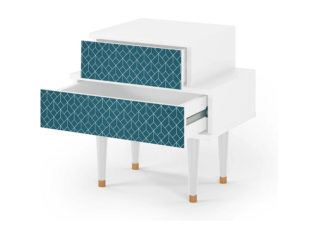 Nachttisch - 58х58х41 cm - NS1 - Turquoise Geometry, Weiß