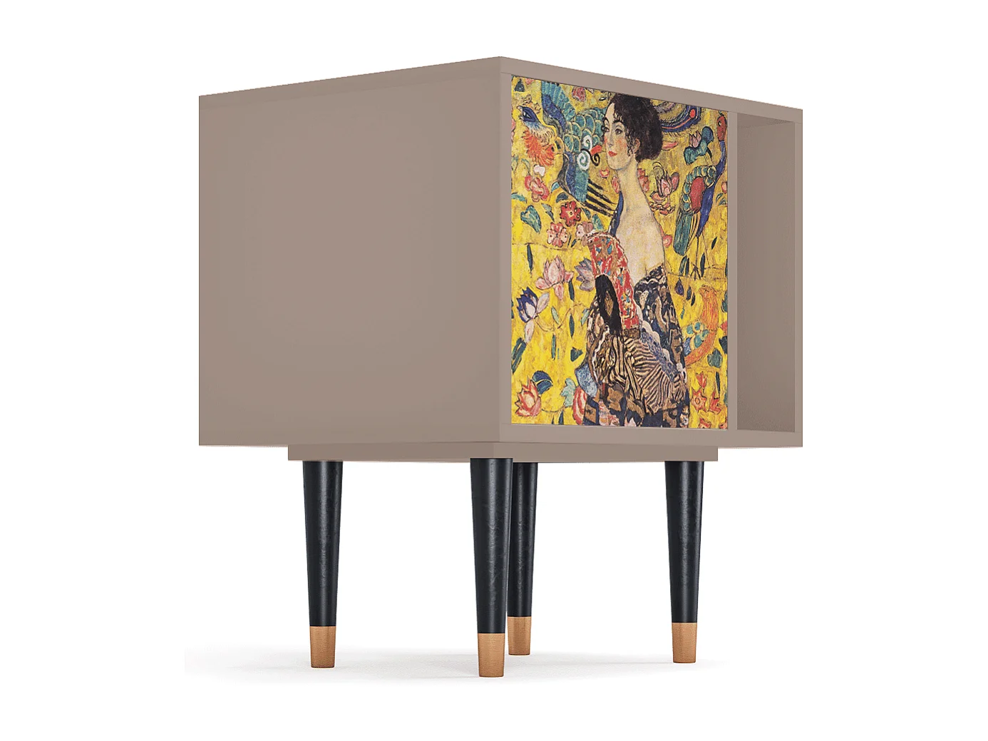 Stolik nocny - 57х69х48 cm - S2 - Lady with Fan by Klimt, Latte