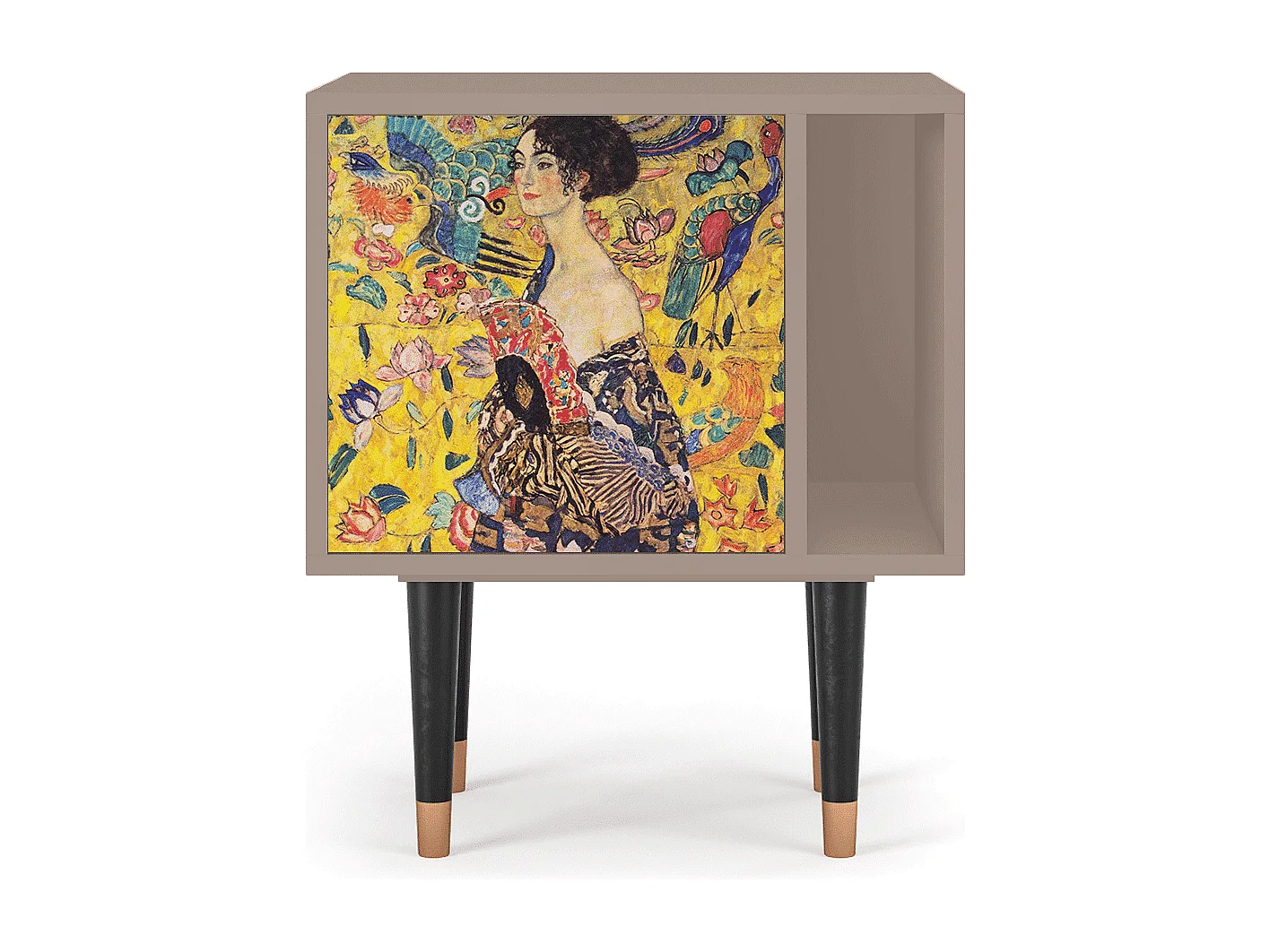 Stolik nocny - 57х69х48 cm - S2 - Lady with Fan by Klimt, Latte