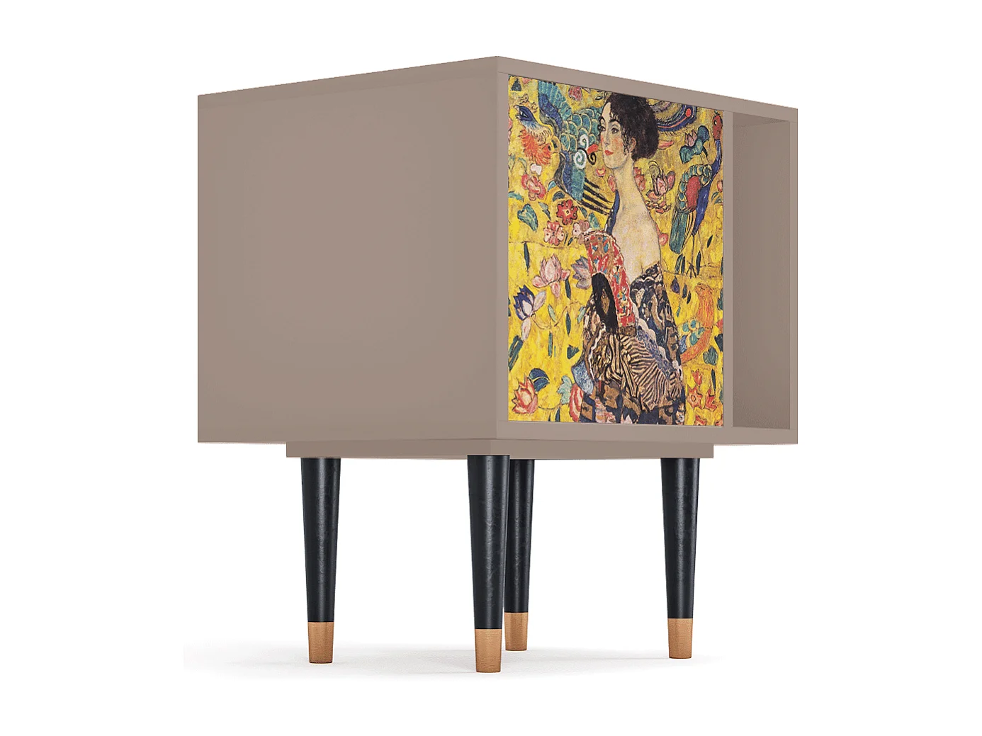 Stolik nocny - 57х69х48 cm - S2 - Lady with Fan by Klimt, Latte
