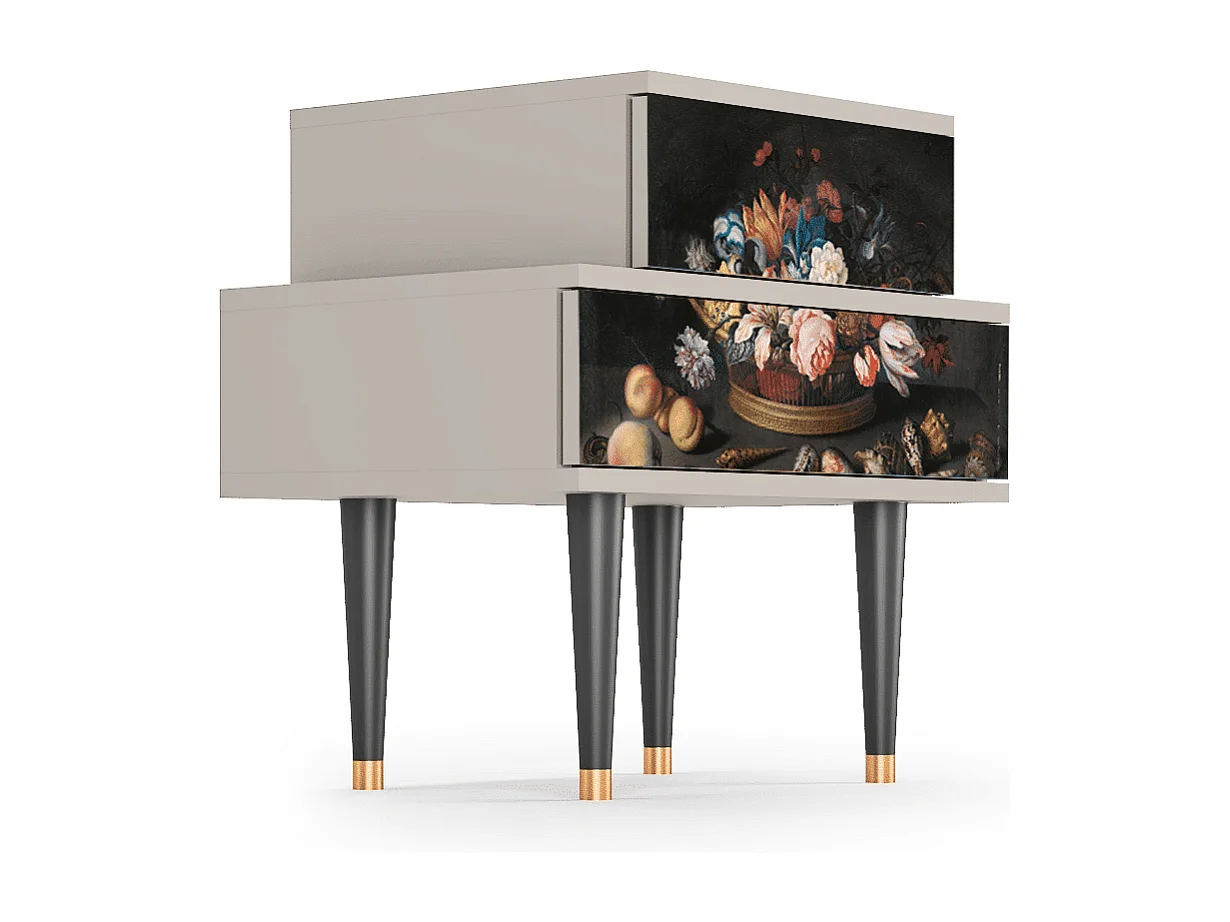 Table de nuit - 58х58х41 cm - NS1 - Still Life with Flowers, Sable