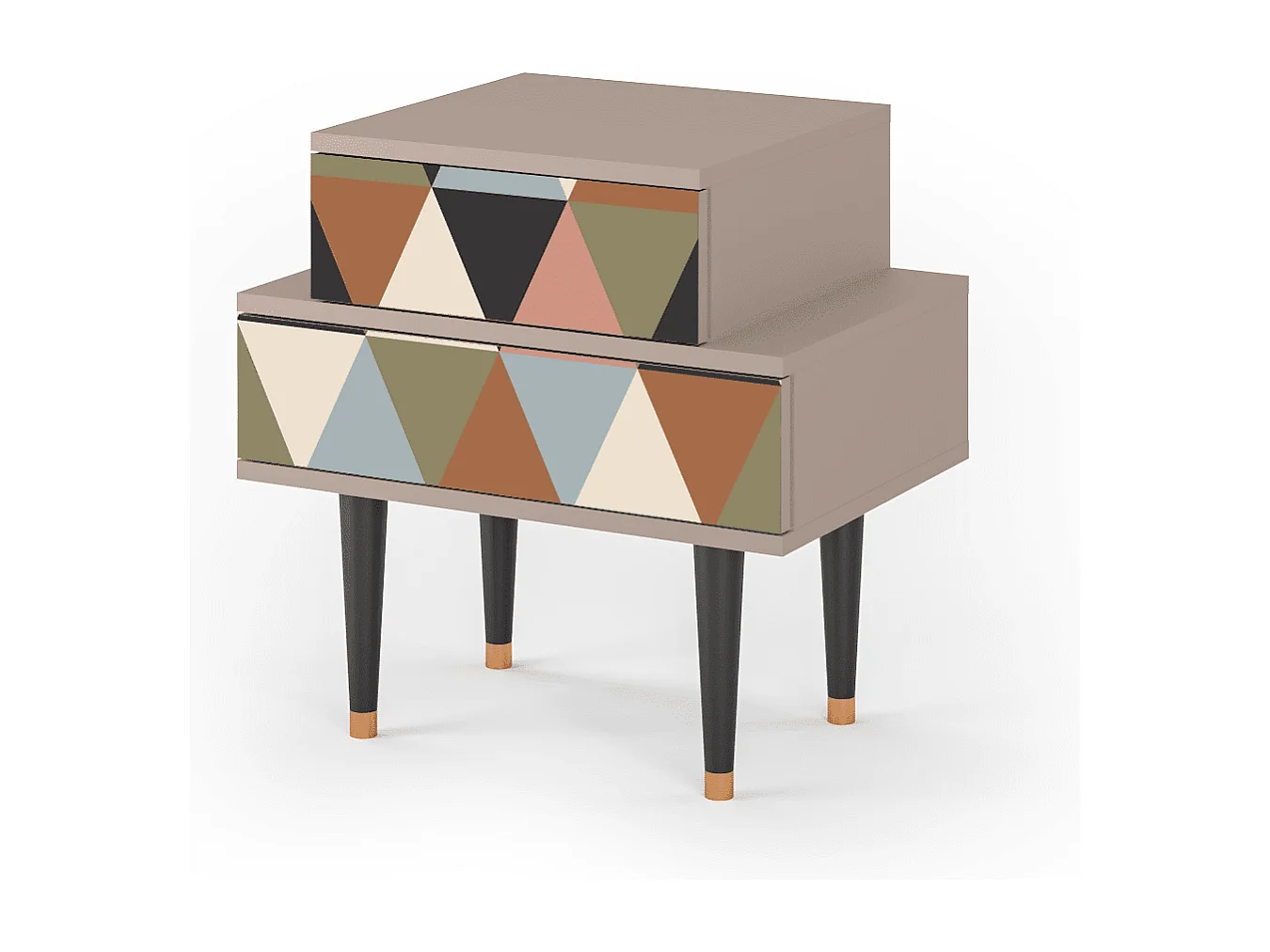 Nachttisch - 58х58х41 cm - NS1 - Royal Triangles, Latte