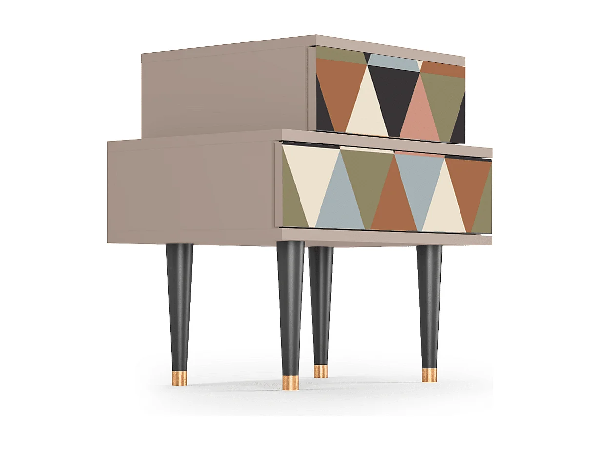 Nachttisch - 58х58х41 cm - NS1 - Royal Triangles, Latte