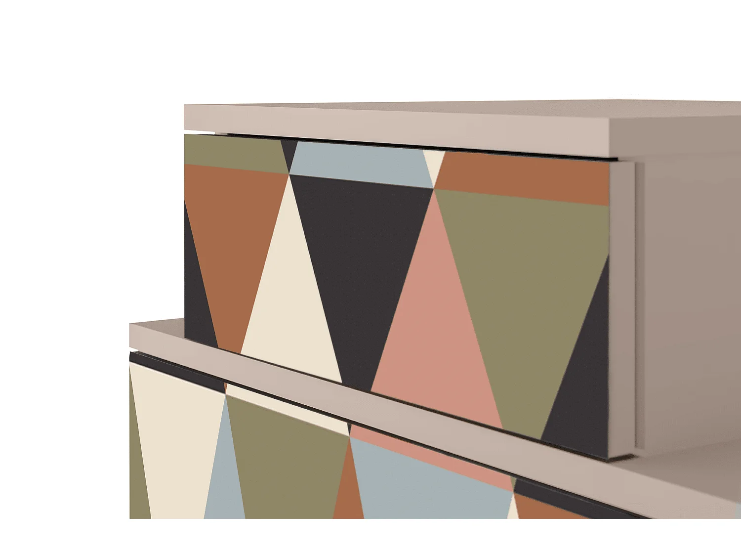 Nachttisch - 58х58х41 cm - NS1 - Royal Triangles, Latte