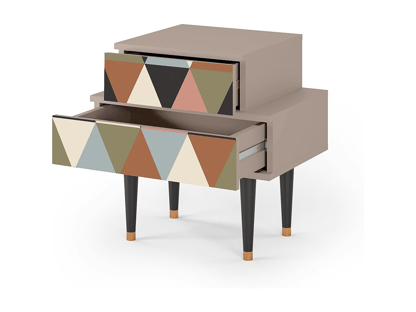 Nachttisch - 58х58х41 cm - NS1 - Royal Triangles, Latte