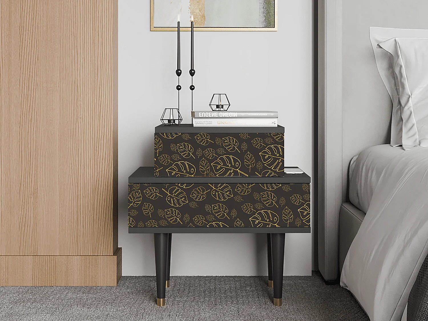 Table de nuit - 58х58х41 cm - NS1 - Fall Of The Leaves, Anthracite