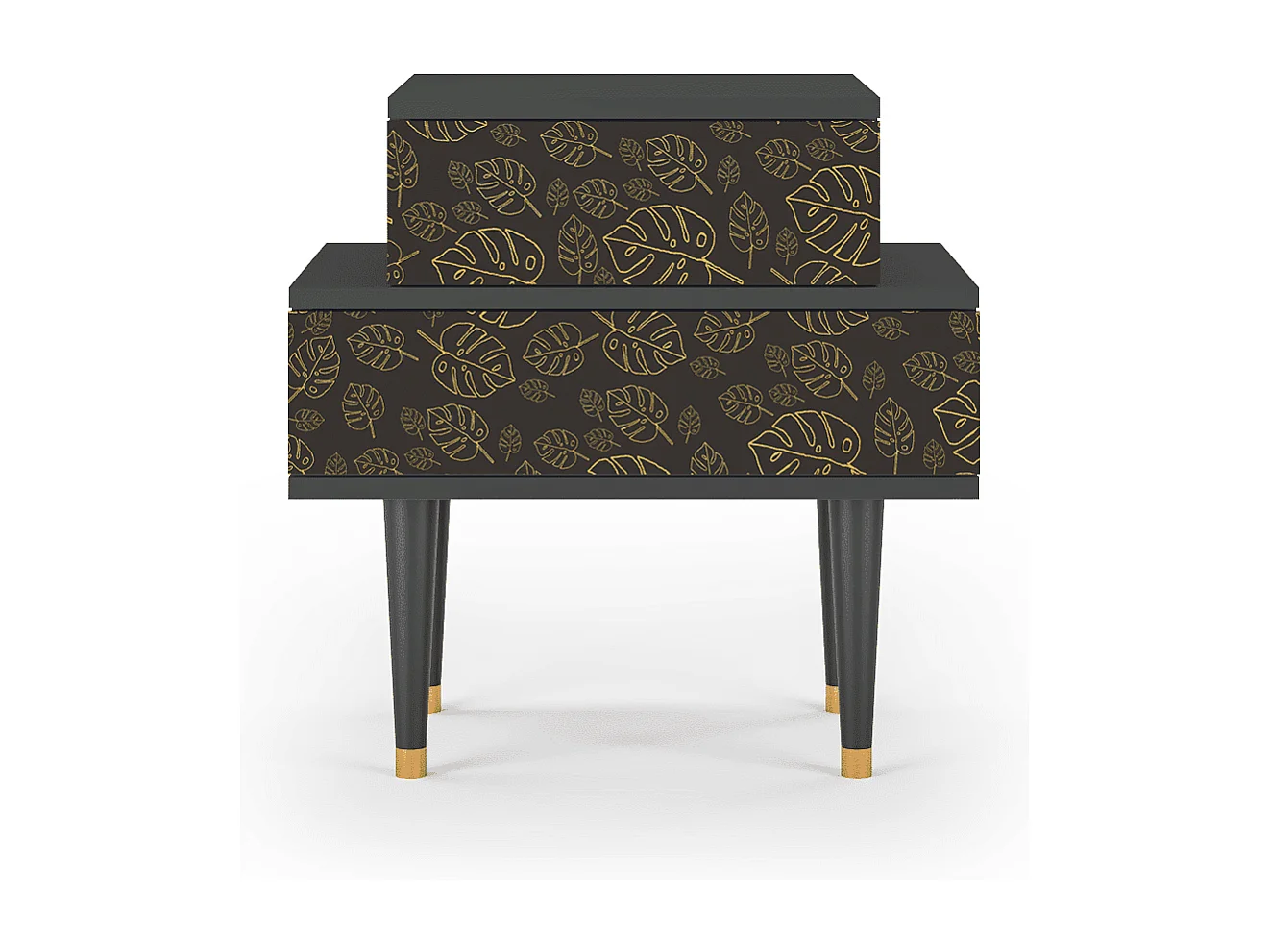 Stolik nocny - 58х58х41 cm - NS1 - Fall Of The Leaves, Antracyt