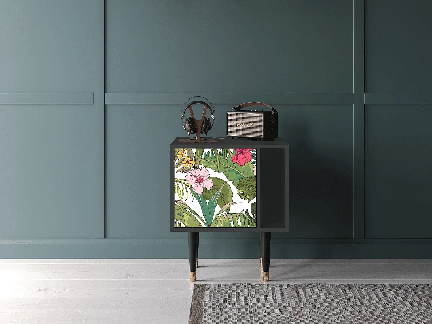 Mesita de noche - 57х69х48 cm - S2 - Verdant Tropics, Antracita