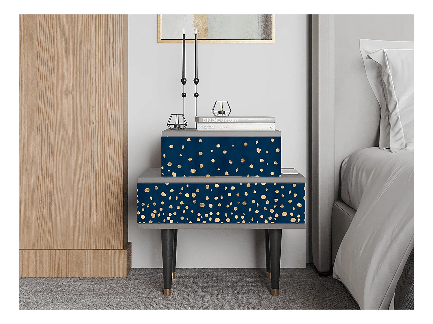 Table de nuit - 58х58х41 cm - NS1 - Night Skies, Gris