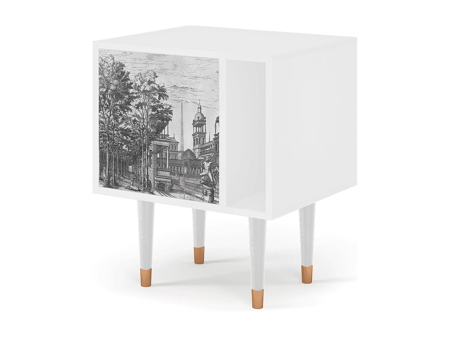 Table de nuit - 57х69х48 cm - S2 - View of the Piazza, Blanc