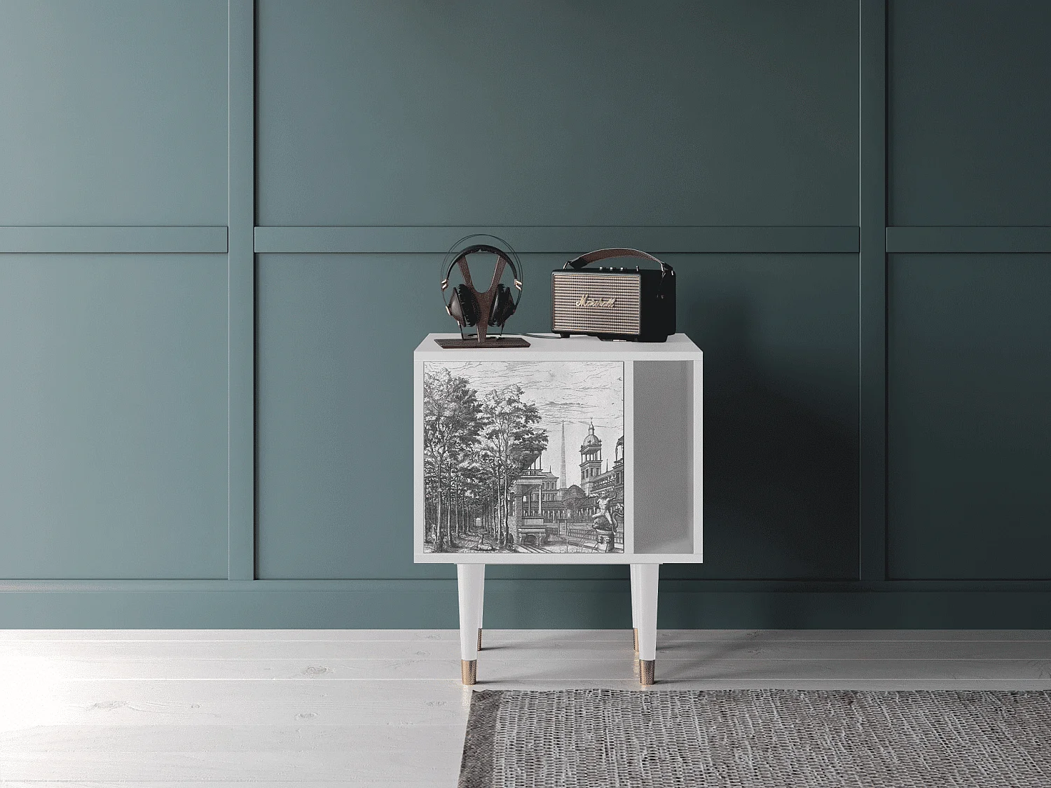 Nachtkastje - 57х69х48 cm - S2 - View of the Piazza, Wit