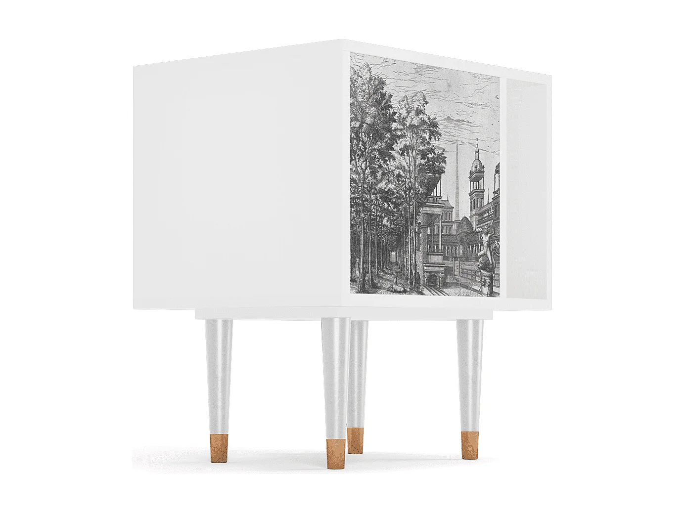 Nachtkastje - 57х69х48 cm - S2 - View of the Piazza, Wit