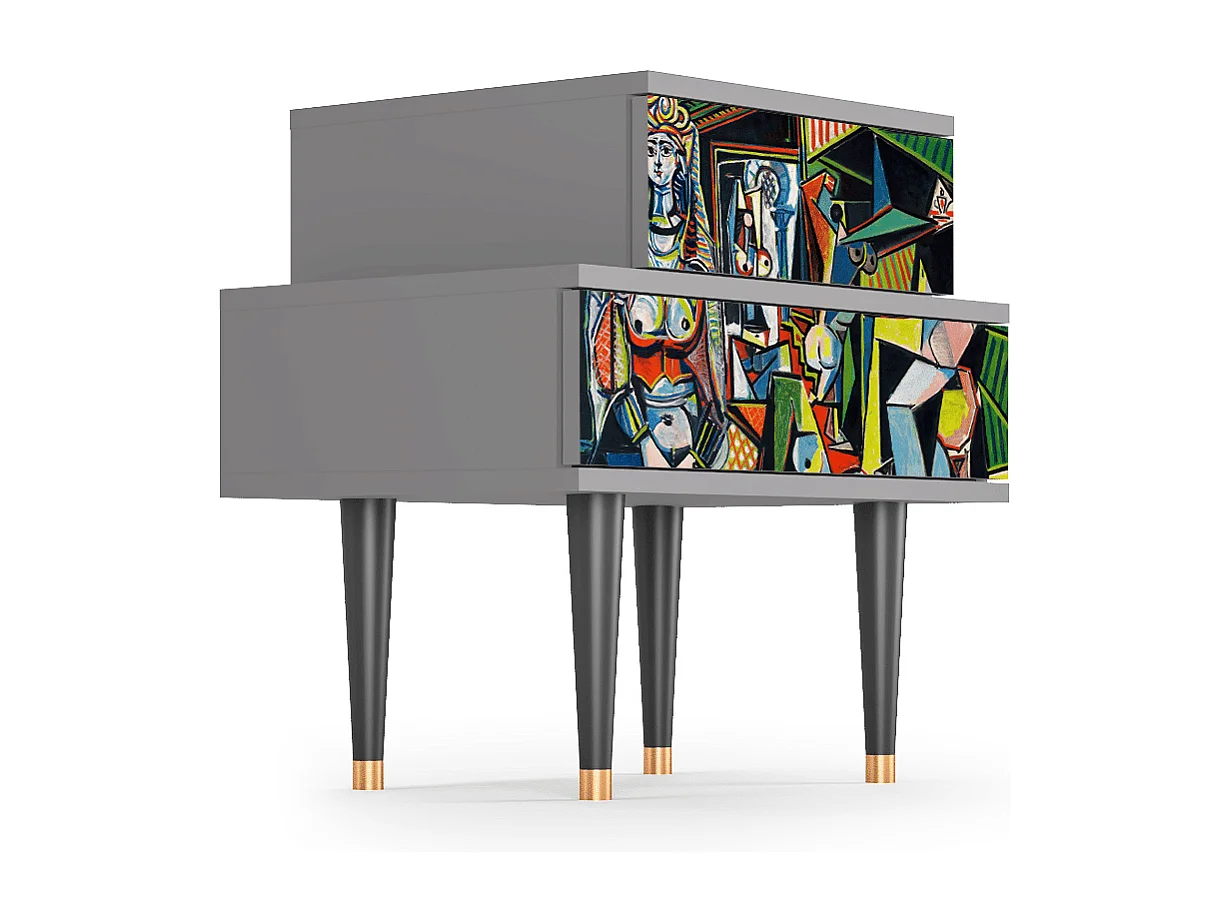 Stolik nocny - 58х58х41 cm - NS1 - Women of Algiers, Szary