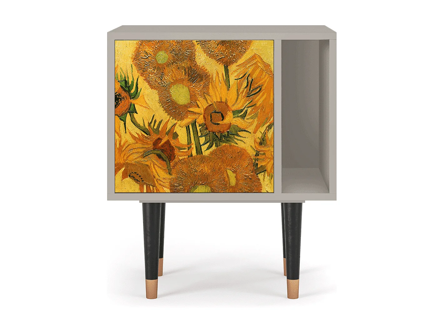 Stolik nocny - 57х69х48 cm - S2 - Sunflowers, Piaskowy