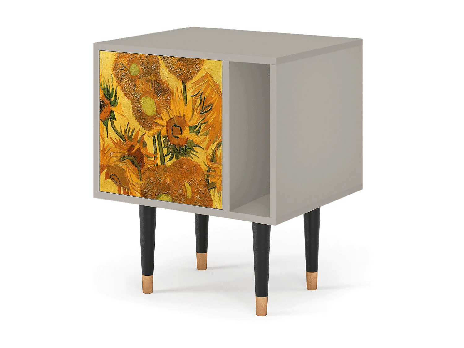Stolik nocny - 57х69х48 cm - S2 - Sunflowers, Piaskowy