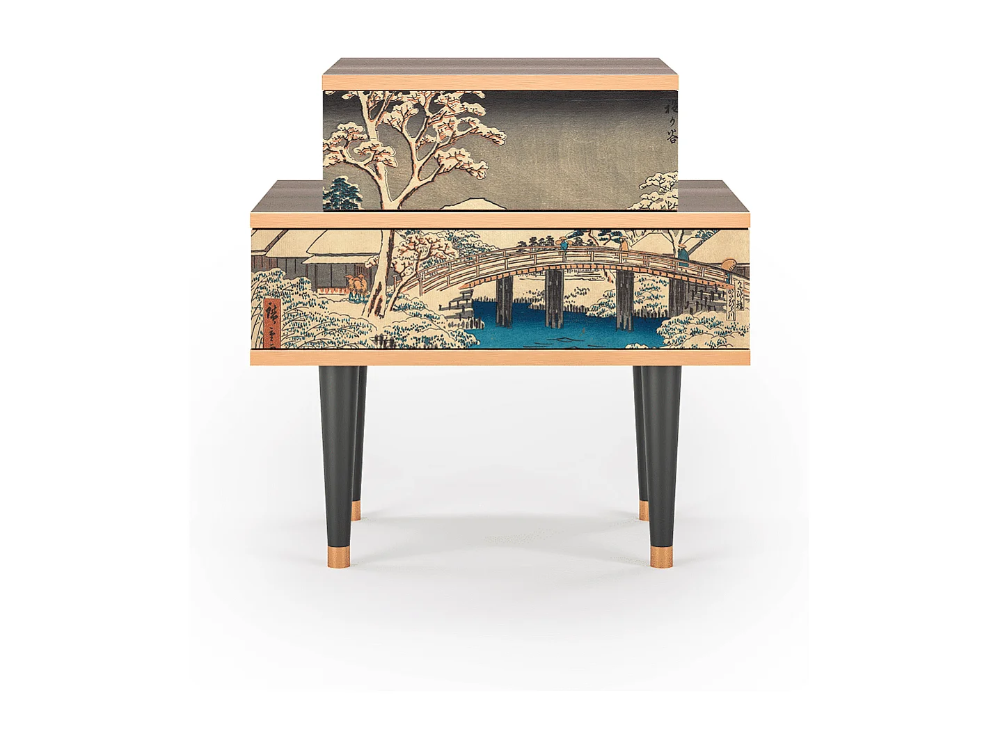 Table de nuit - 58х58х41 cm - NS1 - Katabira River, Noyer