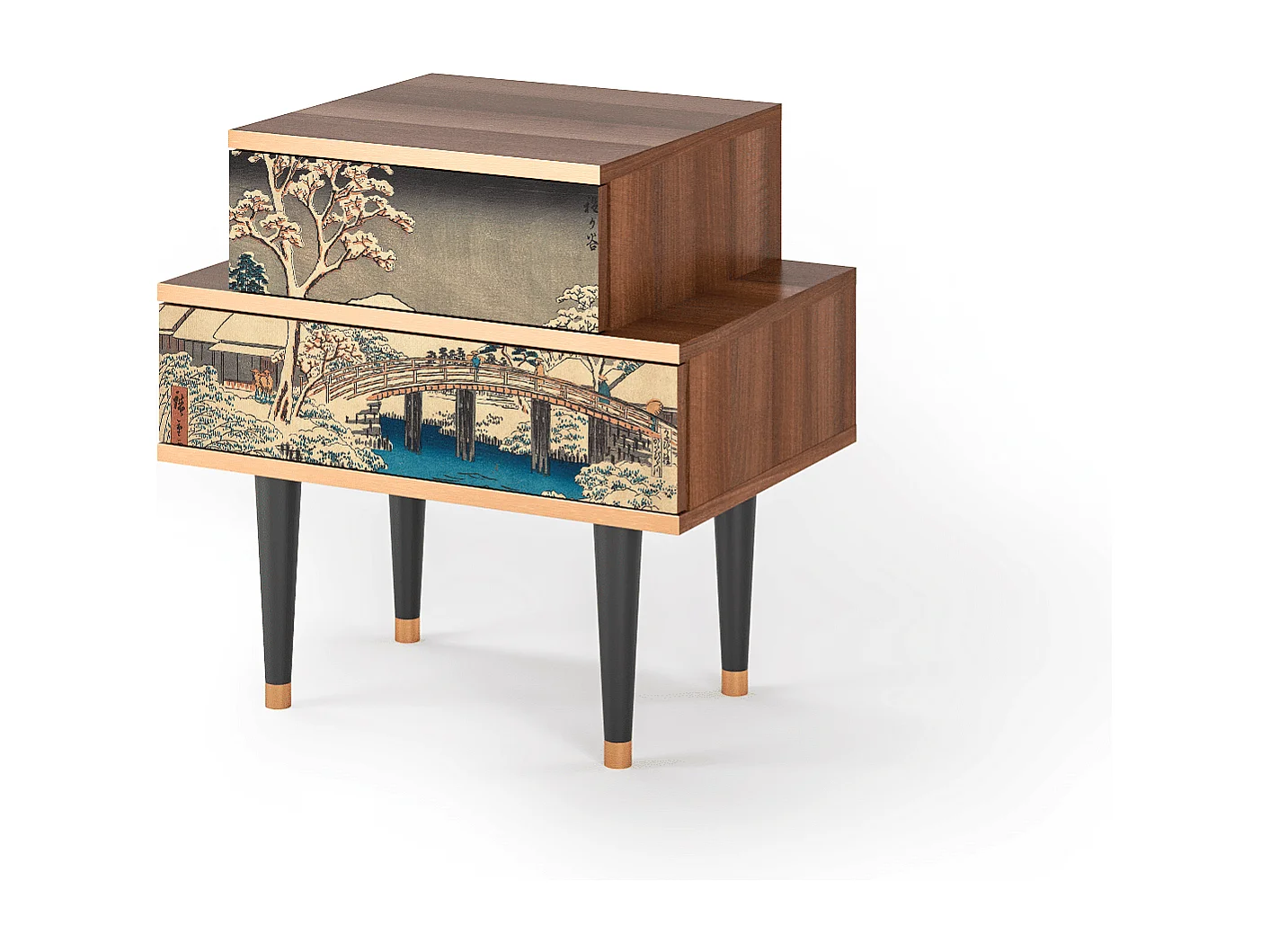 Table de nuit - 58х58х41 cm - NS1 - Katabira River, Noyer