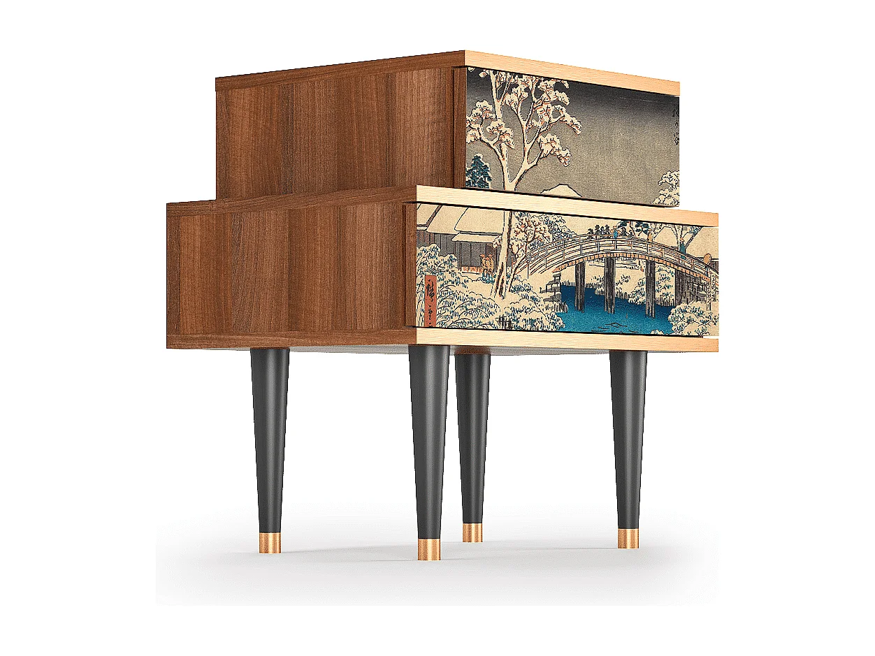 Table de nuit - 58х58х41 cm - NS1 - Katabira River, Noyer