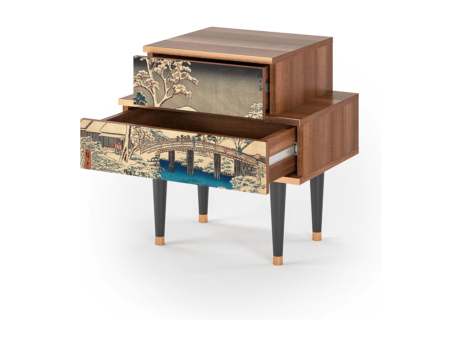 Table de nuit - 58х58х41 cm - NS1 - Katabira River, Noyer