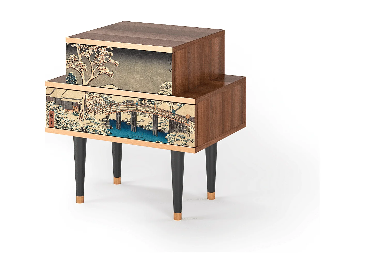 Nachttisch - 58х58х41 cm - NS1 - Katabira River, Walnuss