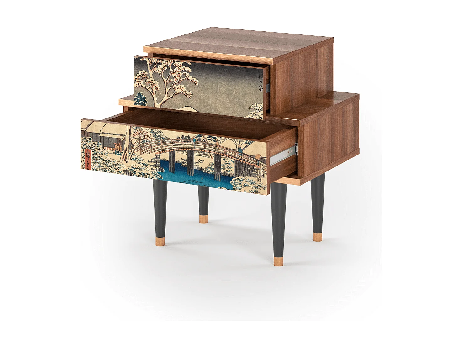 Nachttisch - 58х58х41 cm - NS1 - Katabira River, Walnuss