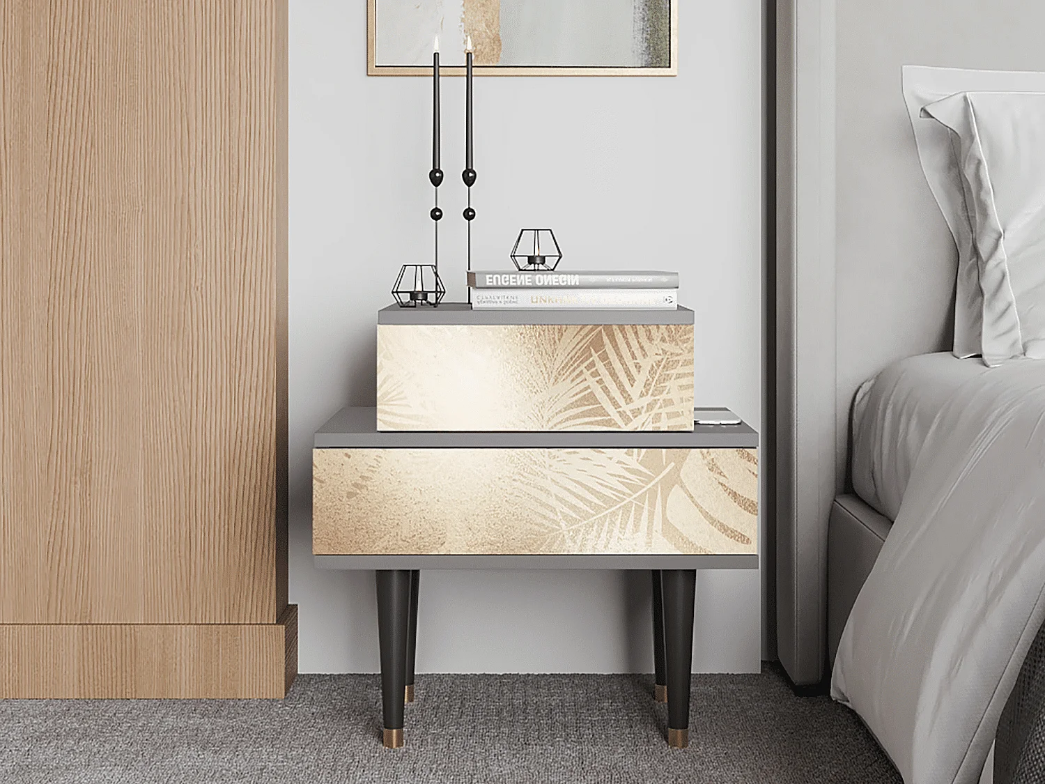 Table de nuit - 58х58х41 cm - NS1 - Plant of the Dessert, Gris