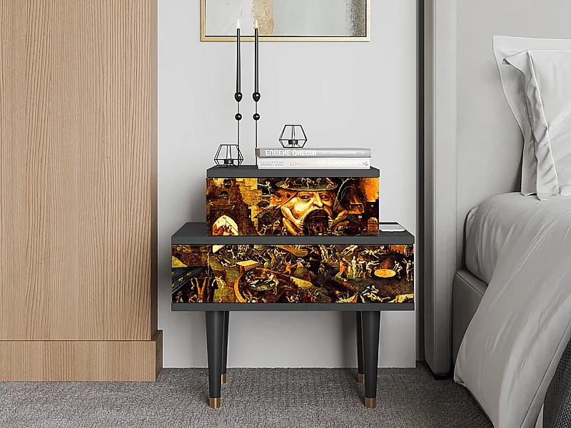 Stolik nocny - 58х58х41 cm - NS1 - Christ in Limbo, Antracyt