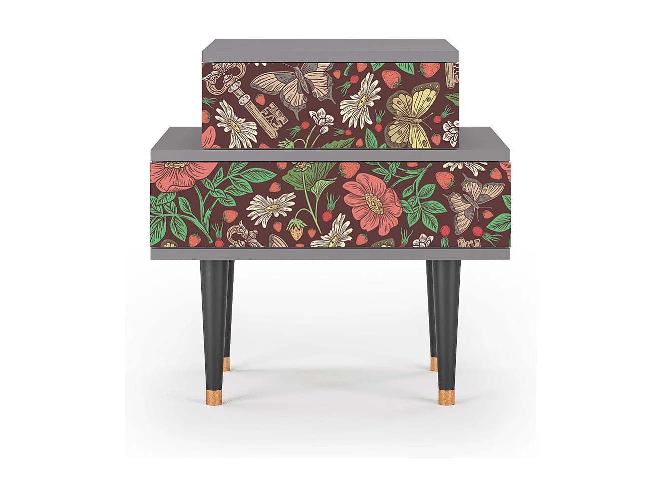 Stolik nocny - 58х58х41 cm - NS1 - Alice in Wonderland, Szary