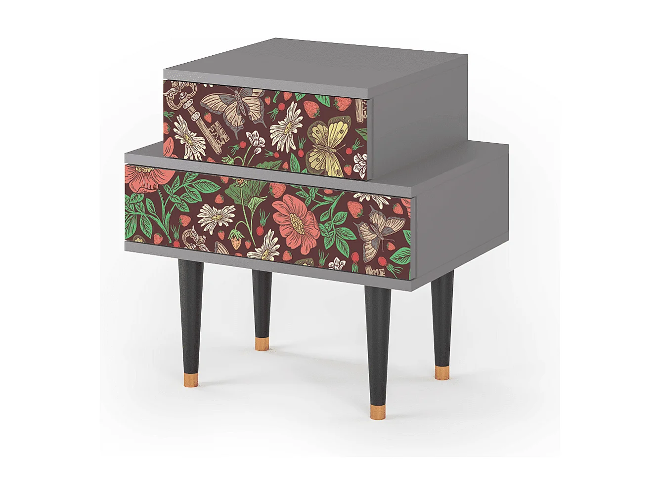 Stolik nocny - 58х58х41 cm - NS1 - Alice in Wonderland, Szary